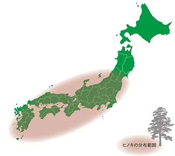 ヒノキの分布図